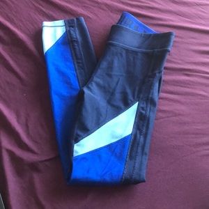 Under armor blue stripe leggings mesh sz sm